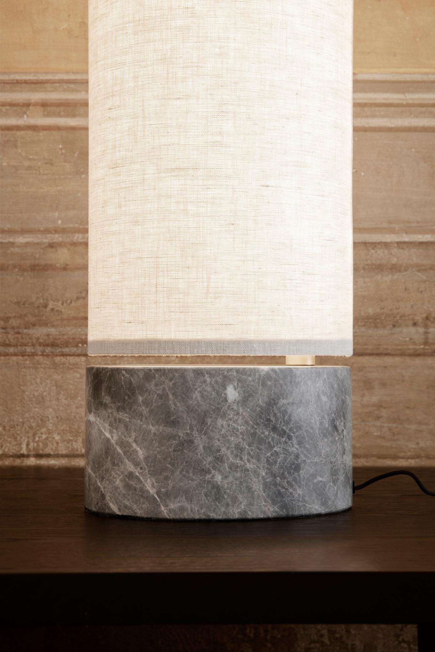 Contemporary 'Unbound' Table Lamp by Space Copenhagen for GUBI with White Linen Shade For Sale
