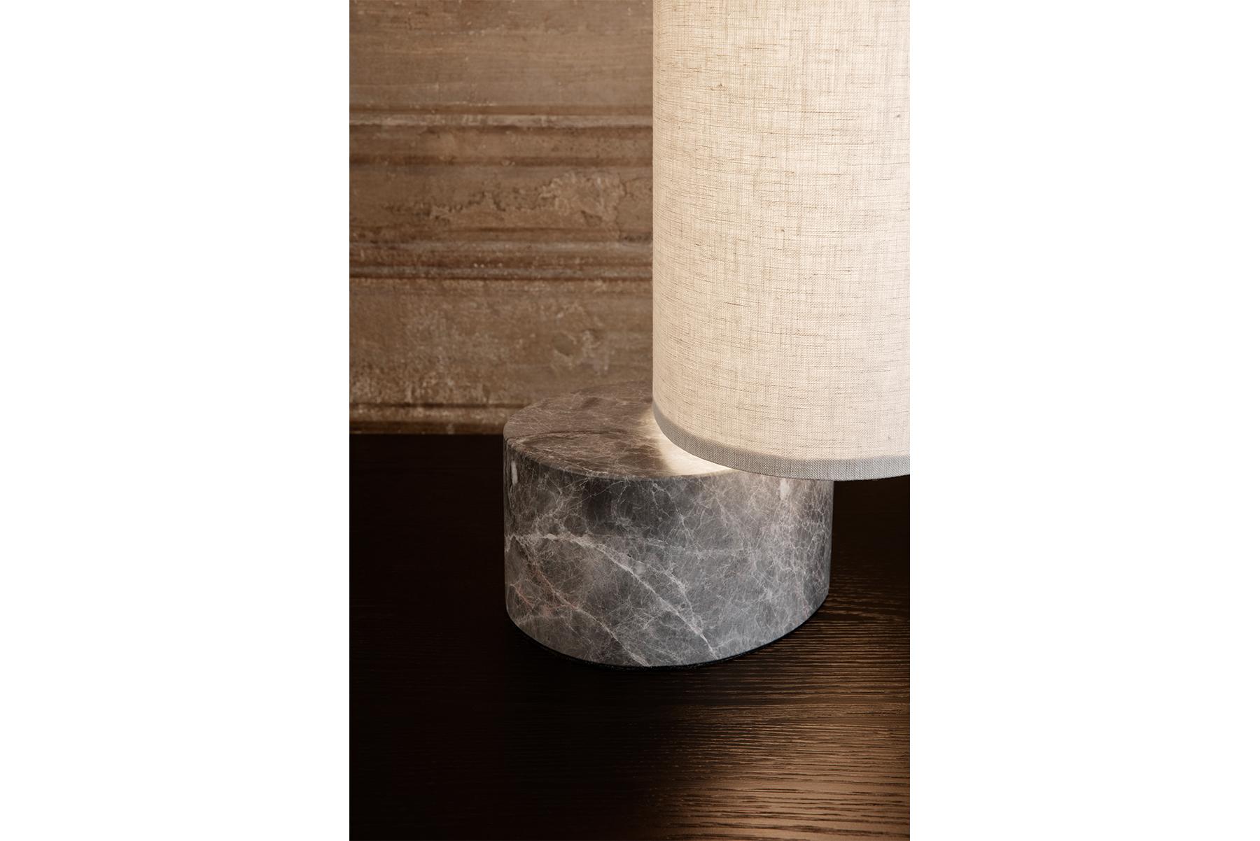 Unbound Table Lamp, H45, Grey Marble, Canvas For Sale 8