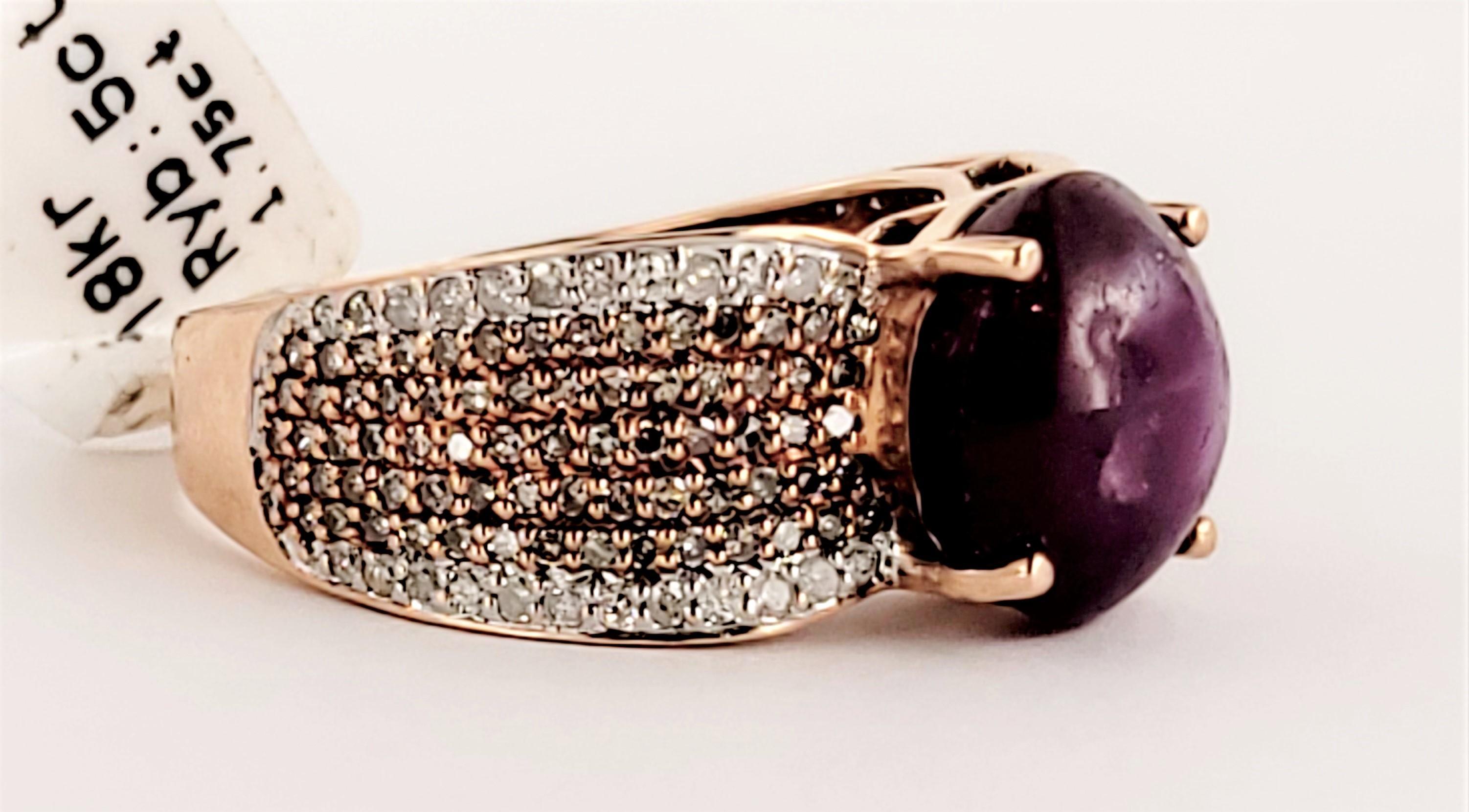Unbranded  Rubin Ring
Material 18K yellow gold 
Ruby: 5 Dia: 1.75ct 
Diamond Clarity SI
Color Grade G
Ring size 10
Ring Weight 7.5gr 
Condition Pre-Owned
Retail Price$ 5500
