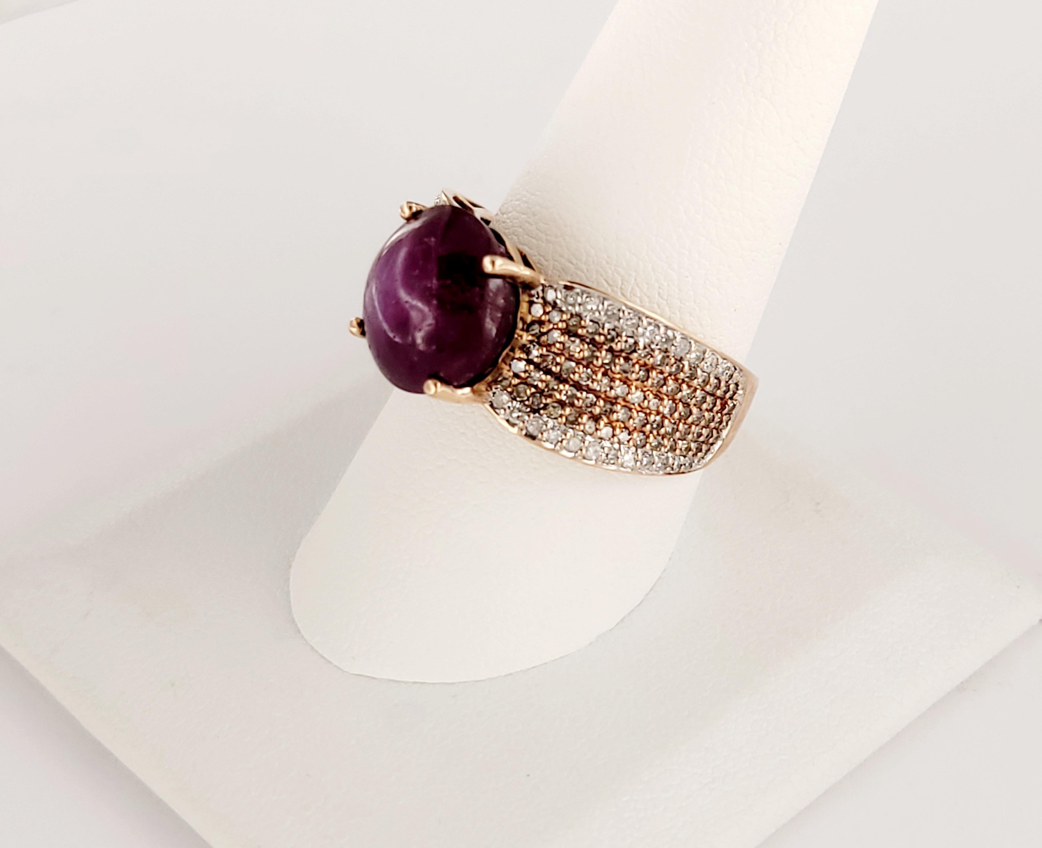 Women's Unbranded  18K Yellow Gold  Rubin Ring with Diamonds For Sale