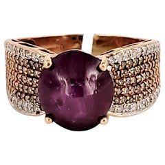 Sin marca  oro amarillo de 18 quilates  Anillo Rubin con diamantes