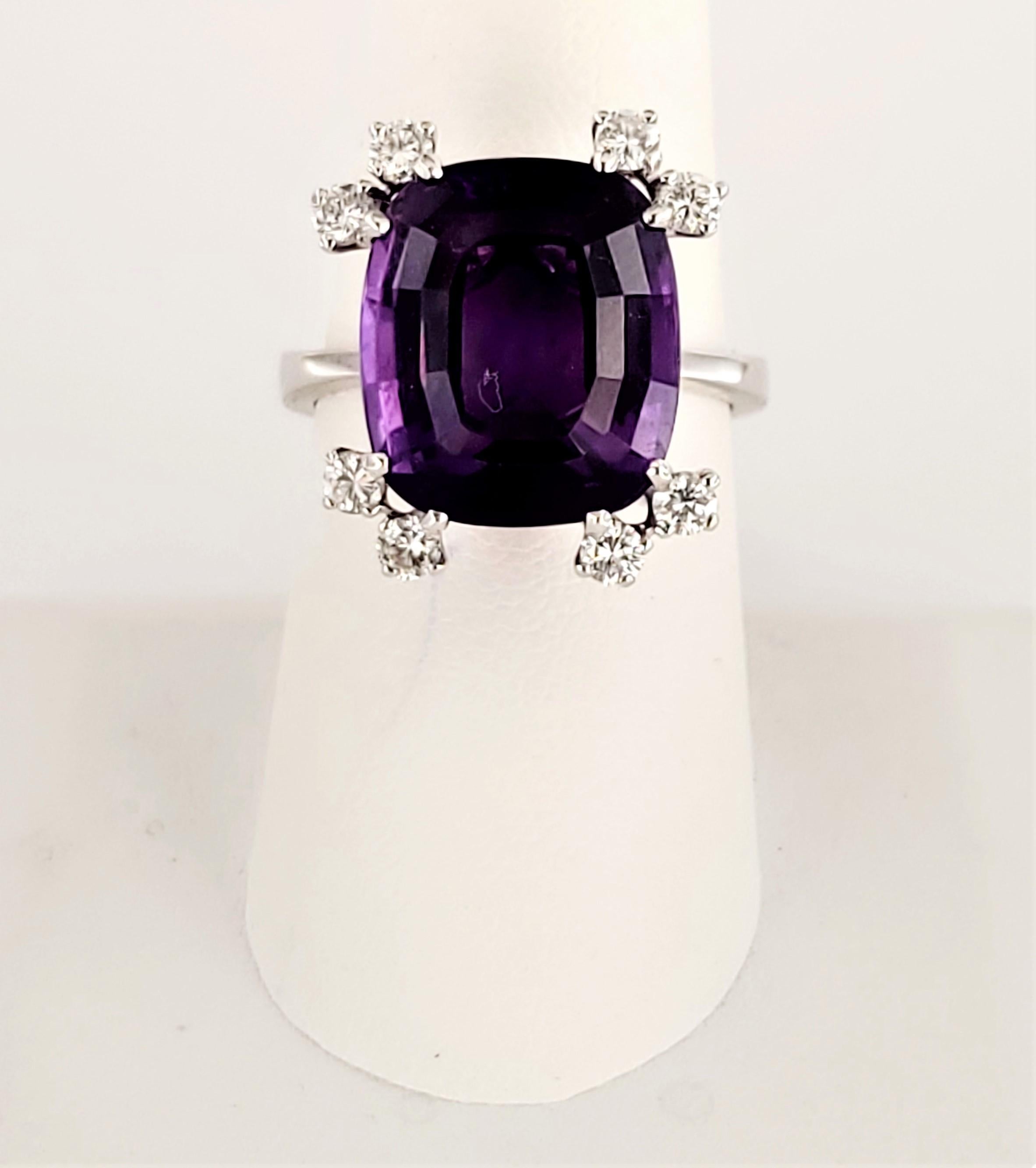 De las mujeres Anillo sin marca de amatista en oro blanco de 18 quilates con diamantes en venta