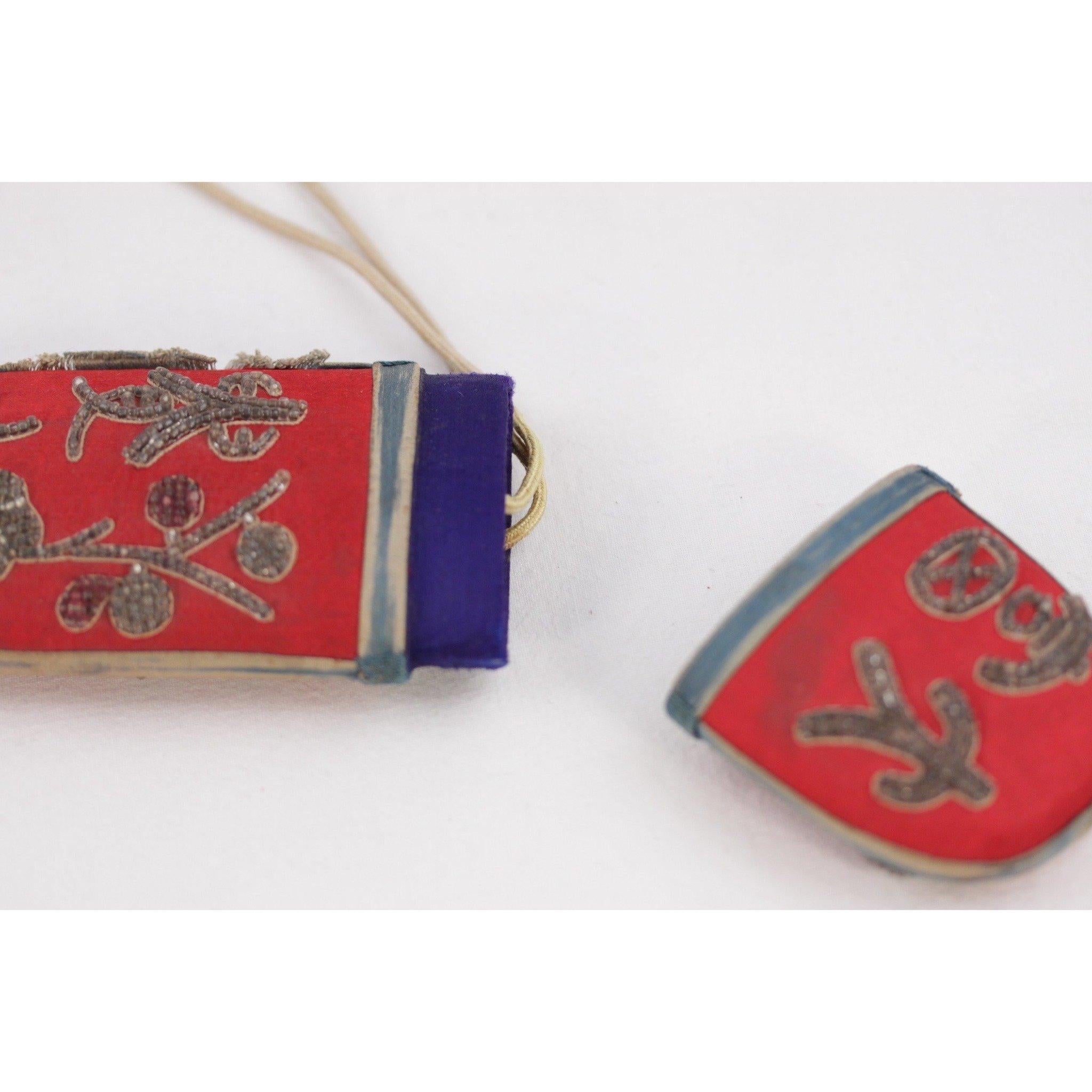 Women's or Men's Unbranded ANTIQUE CHINESE Embroidered Silk GLASSES CASE 19th Century POUCH