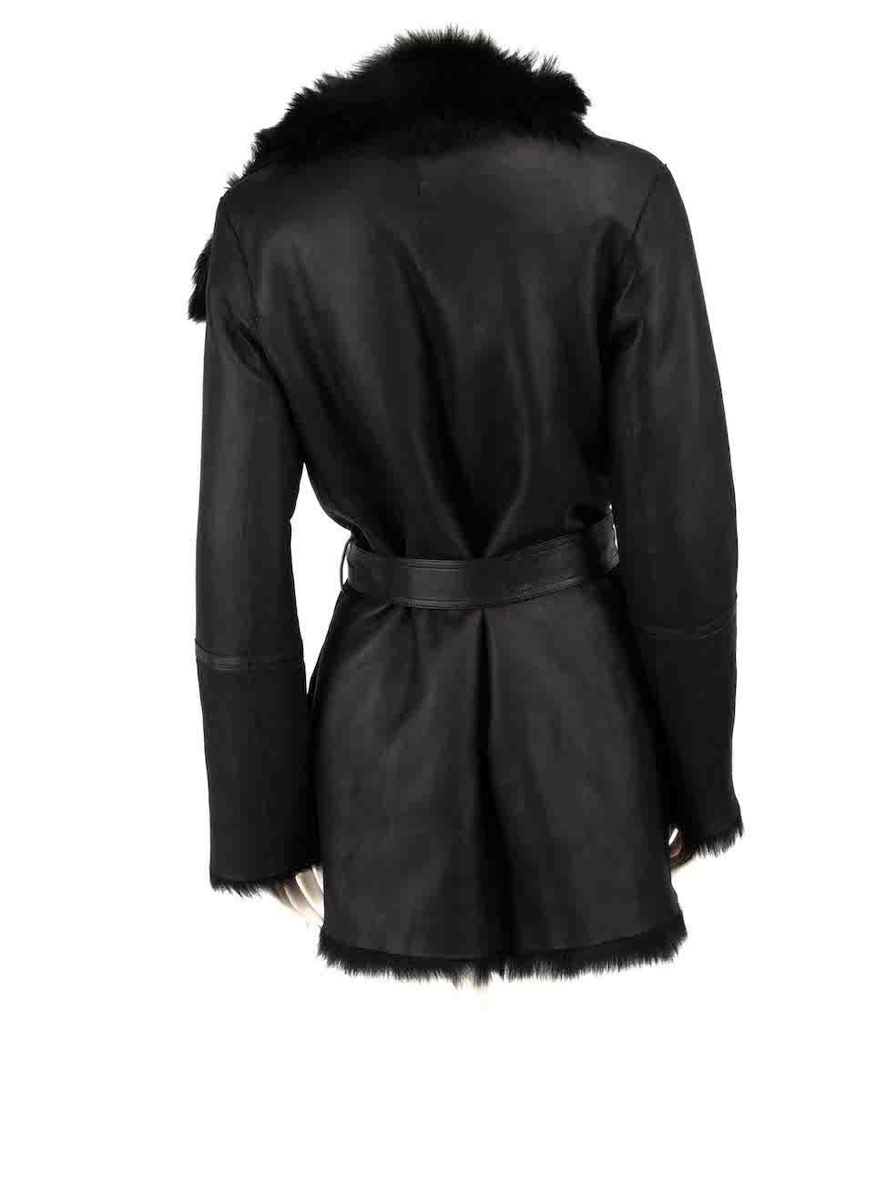 Women's Unbranded Black Shearling Fur Leather Reversible Coat Size M