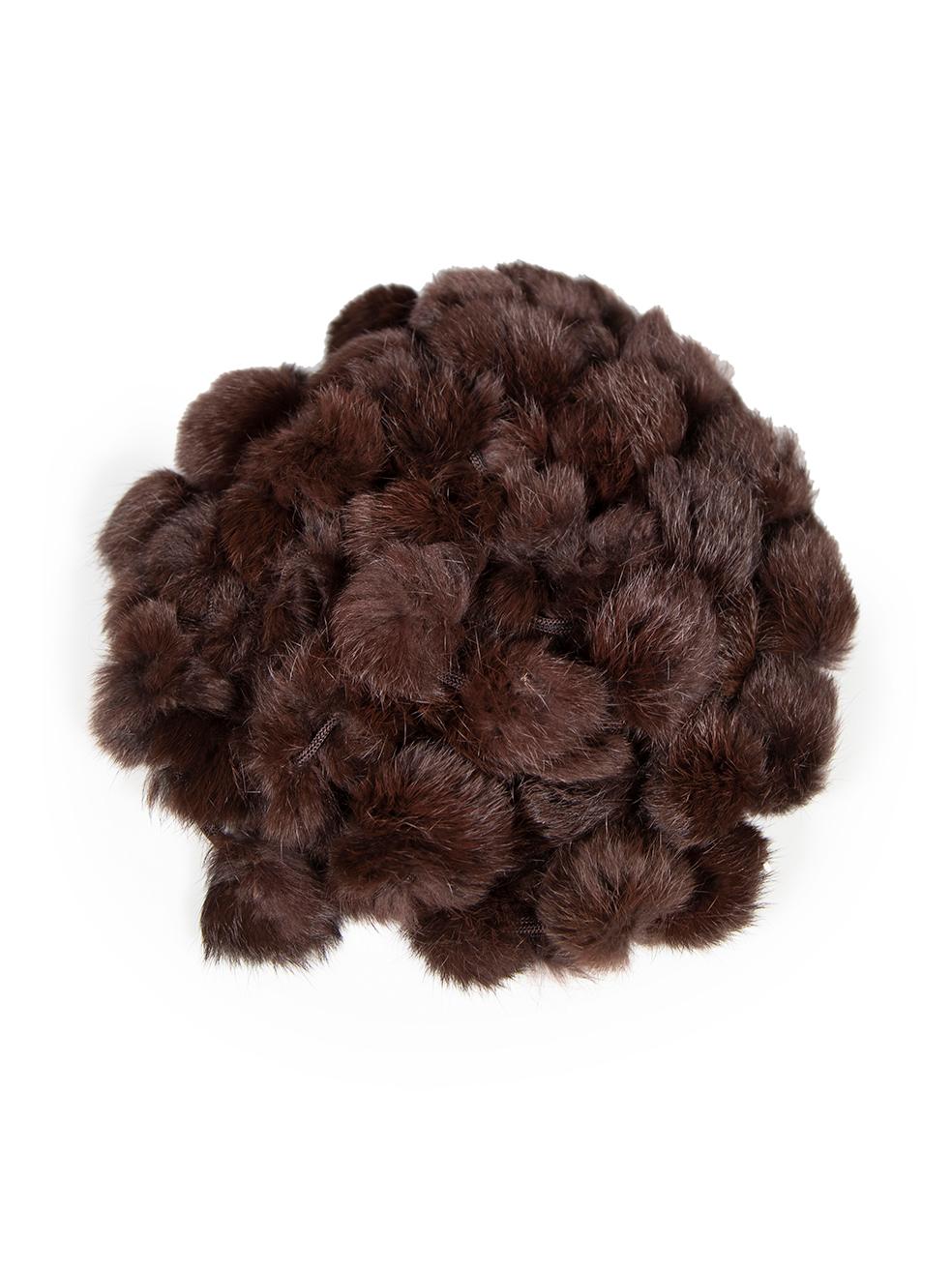 Unbranded Brown Fur Pom Pom Scarf In Good Condition For Sale In London, GB