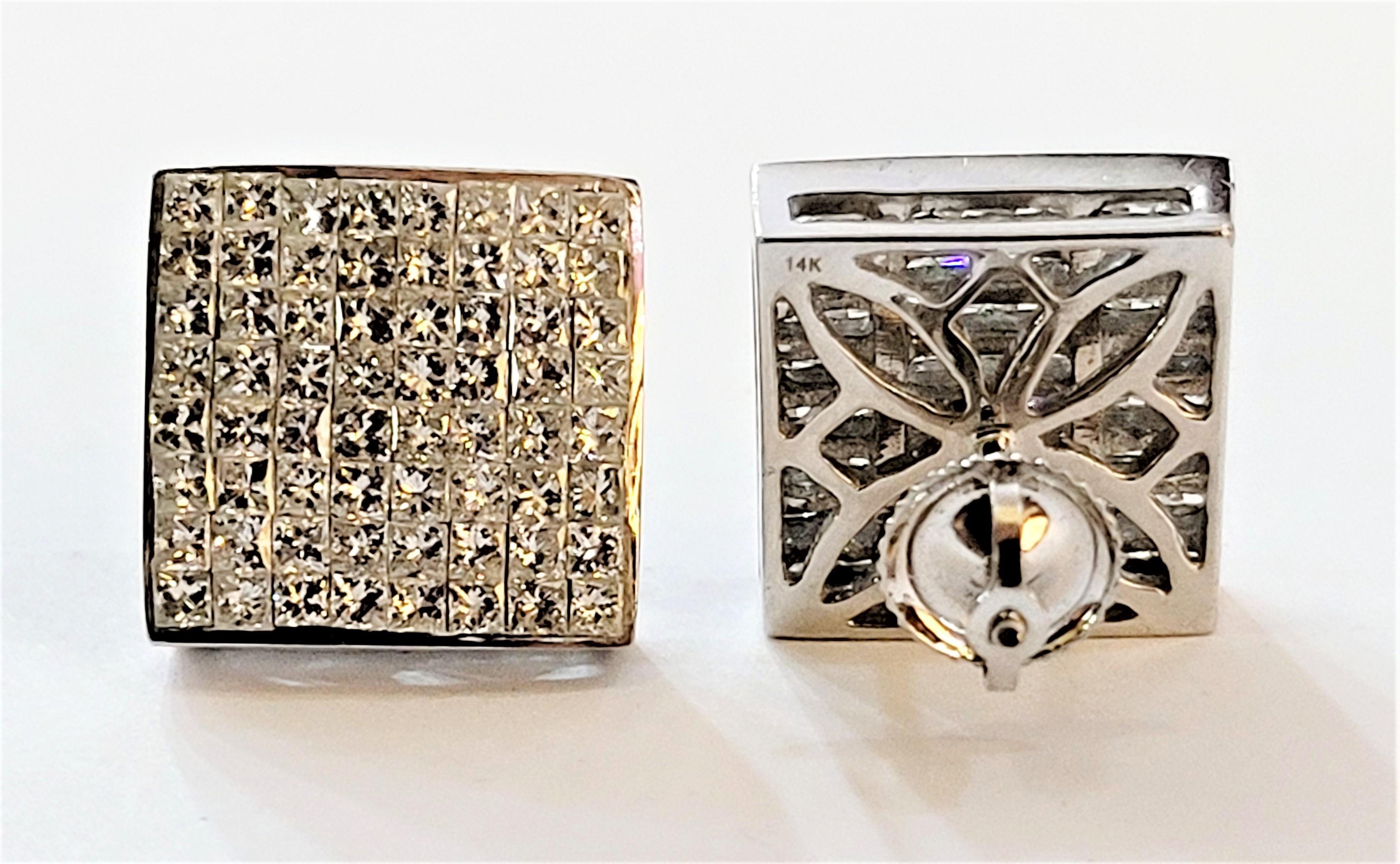 De las mujeres Pendientes sin marca de oro blanco de 14 quilates con diamantes 3,5 ct en venta