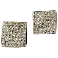 Boucles d'oreilles Unbranded en or blanc 14K avec diamants 3.5ct