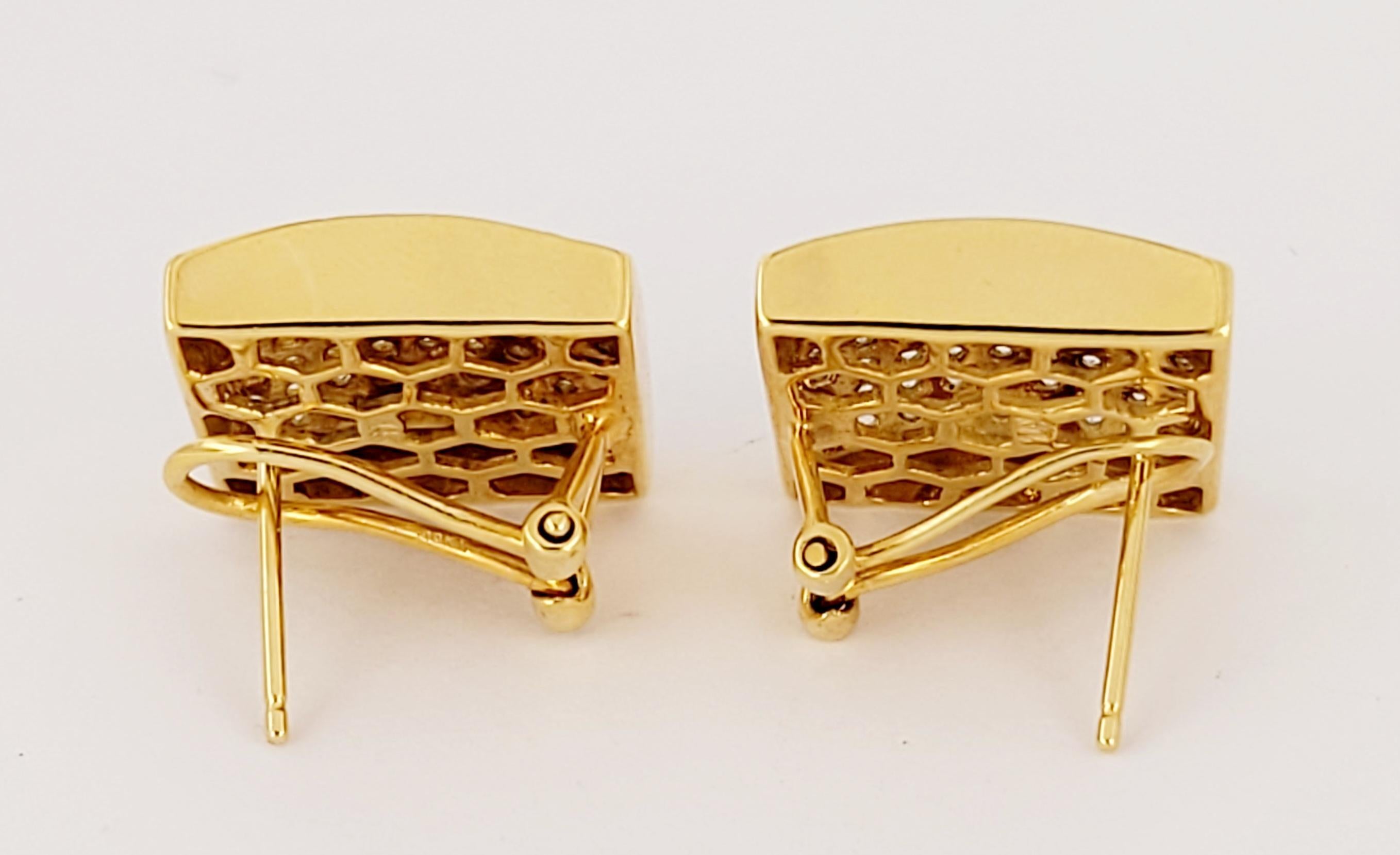 Pendientes sin marca de oro amarillo de 14 quilates con diamantes 3,90 ct Corte redondo en venta