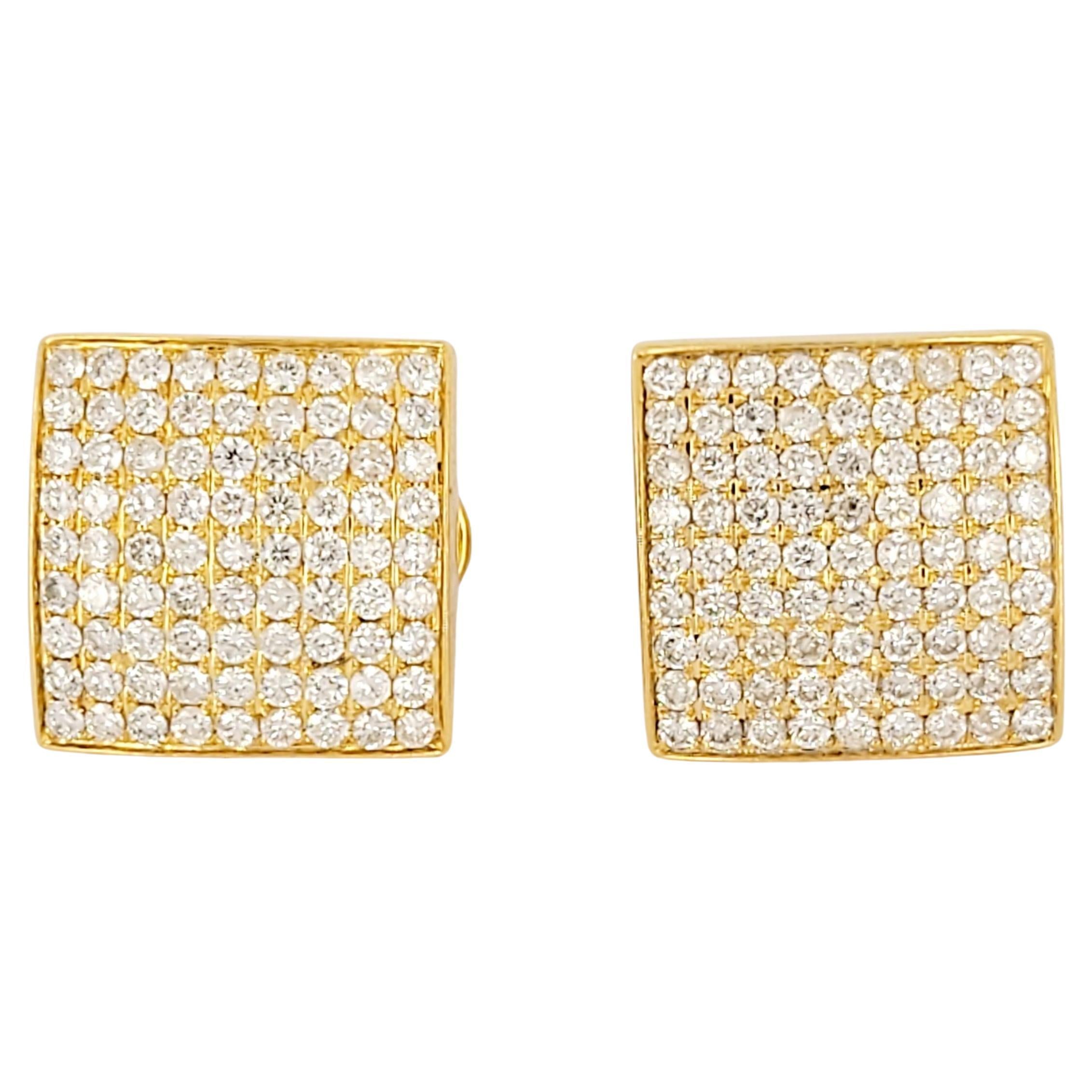 Pendientes sin marca de oro amarillo de 14 quilates con diamantes 3,90 ct en venta