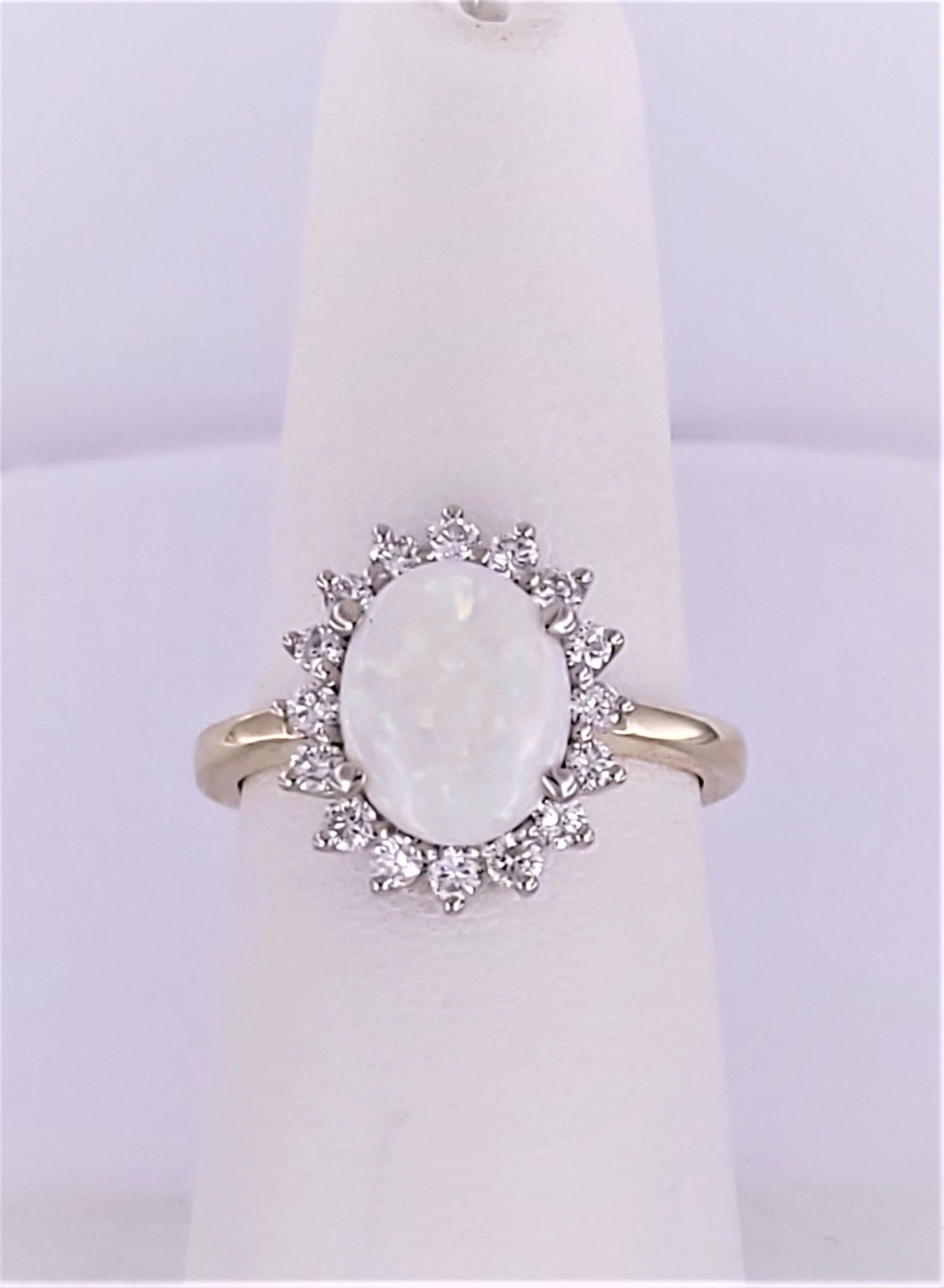 Unbranded Opal Ring with diamonds in 14K Gold For Sale 1