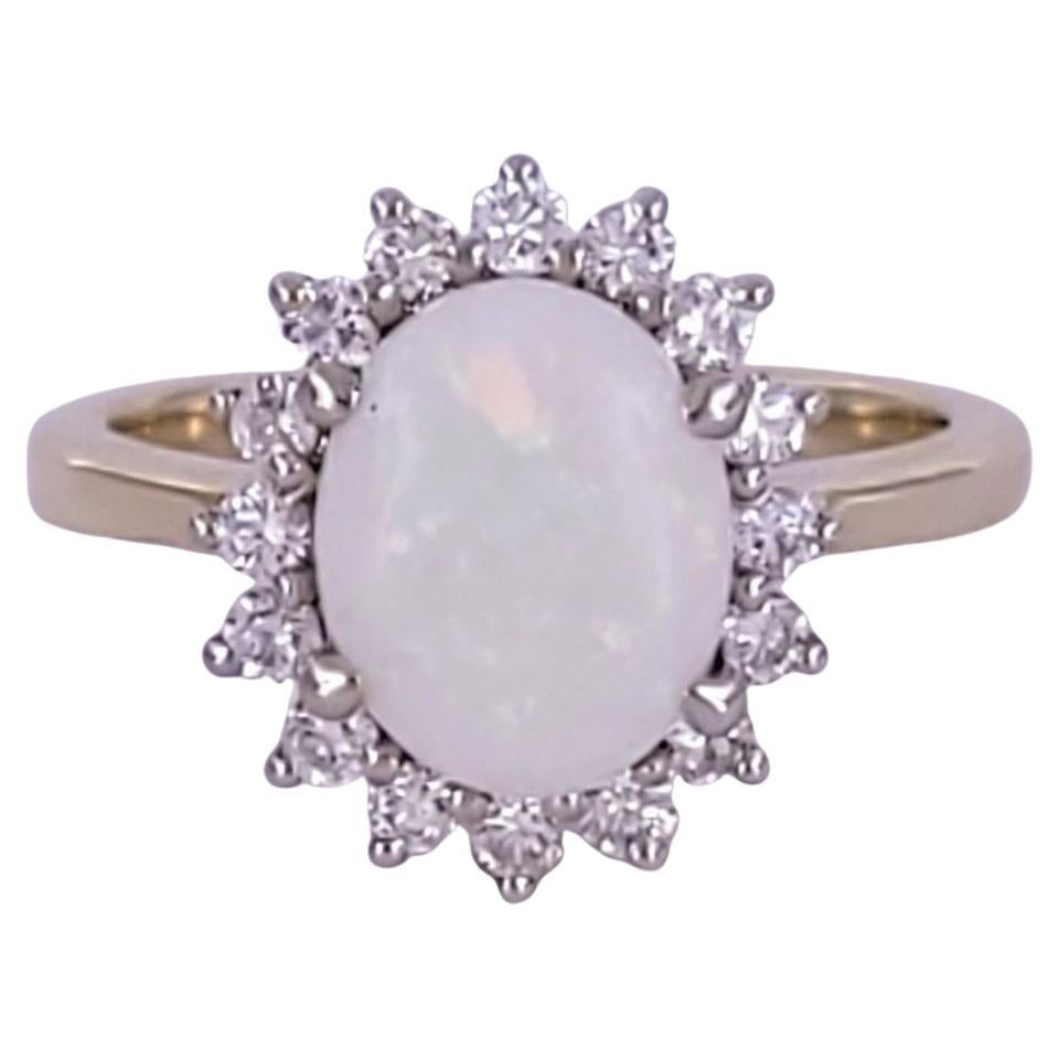 Unbranded Opal Ring with diamonds in 14K Gold