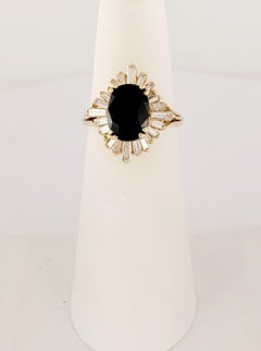 Sapphire Ring in 14K Yellow Gold with Diamonds Size 5.5