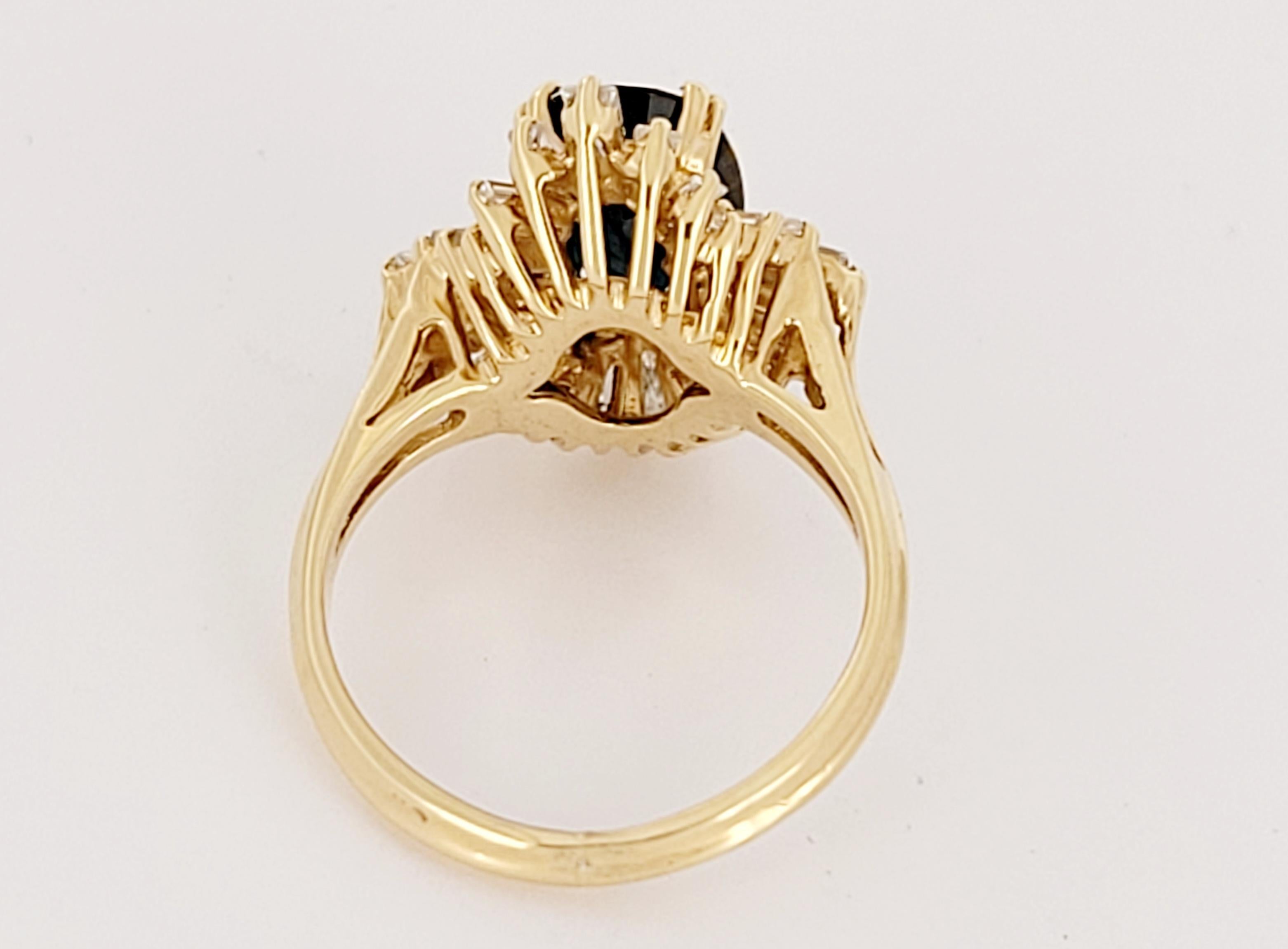 Saphir-Ring aus 14 Karat Gelbgold mit Diamanten Größe 5,5 Damen im Angebot