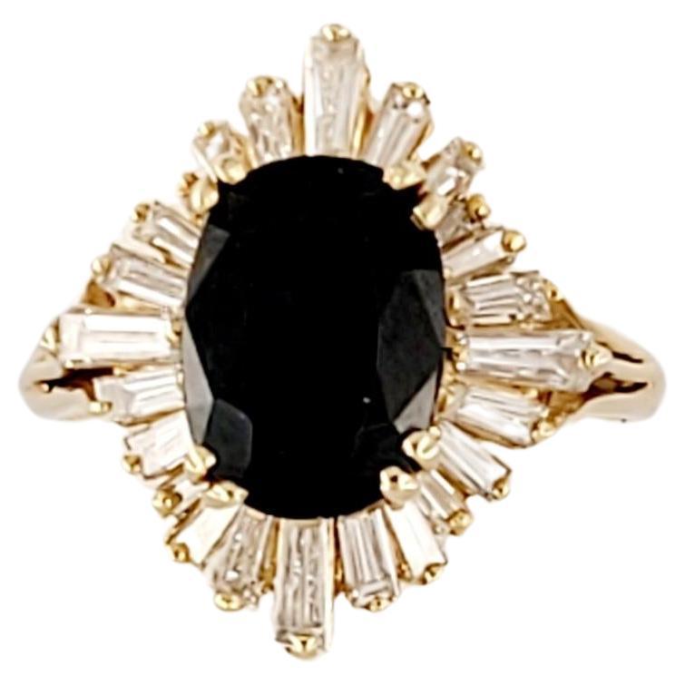 Sapphire Ring in 14K Yellow Gold with Diamonds Size 5.5