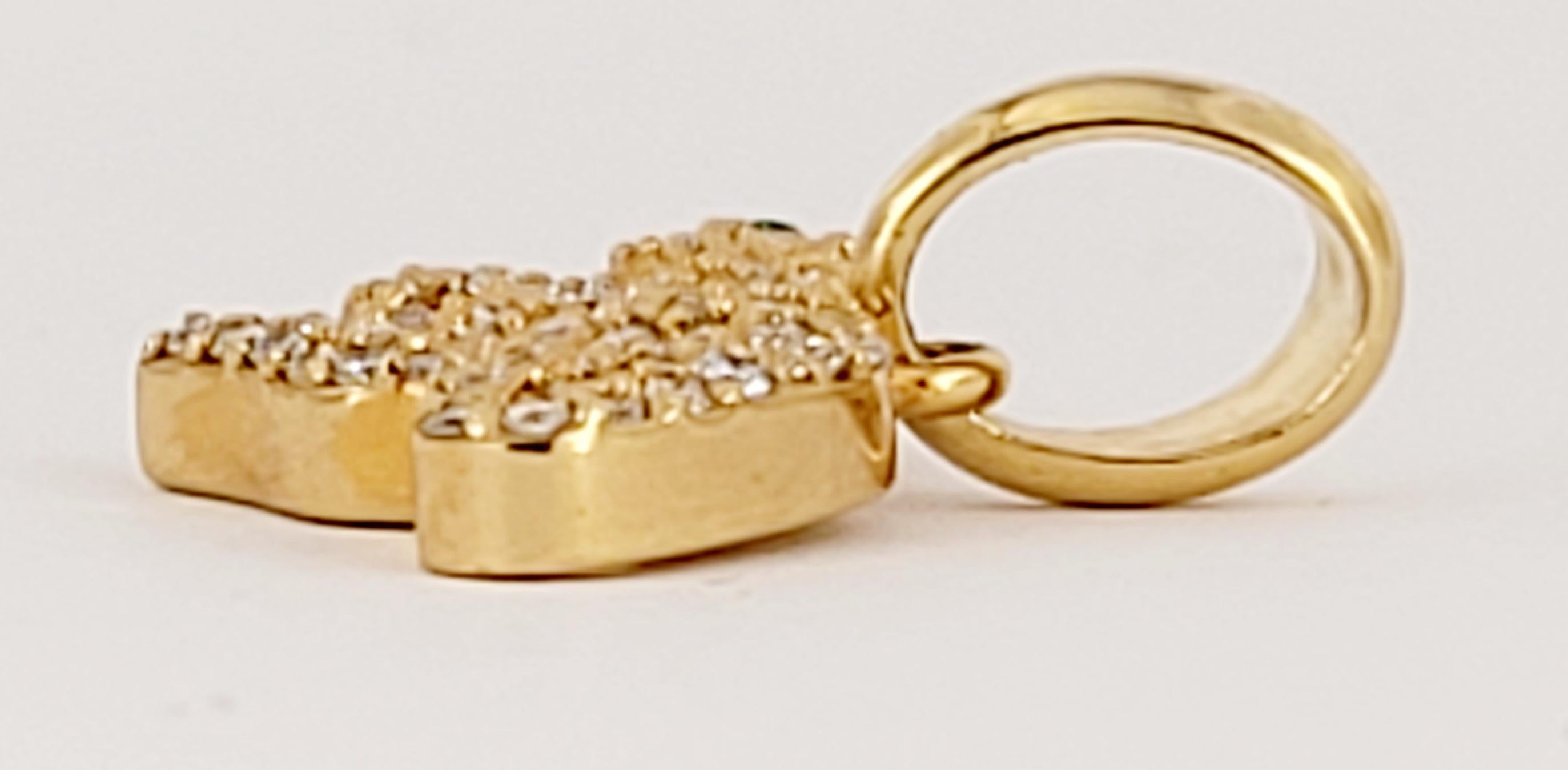 Colgante de tigre sin marca  Oro amarillo de 14 quilates con diamantes en Nuevo estado para la venta en New York, NY