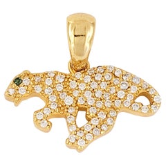 Colgante de tigre sin marca  Oro amarillo de 14 quilates con diamantes