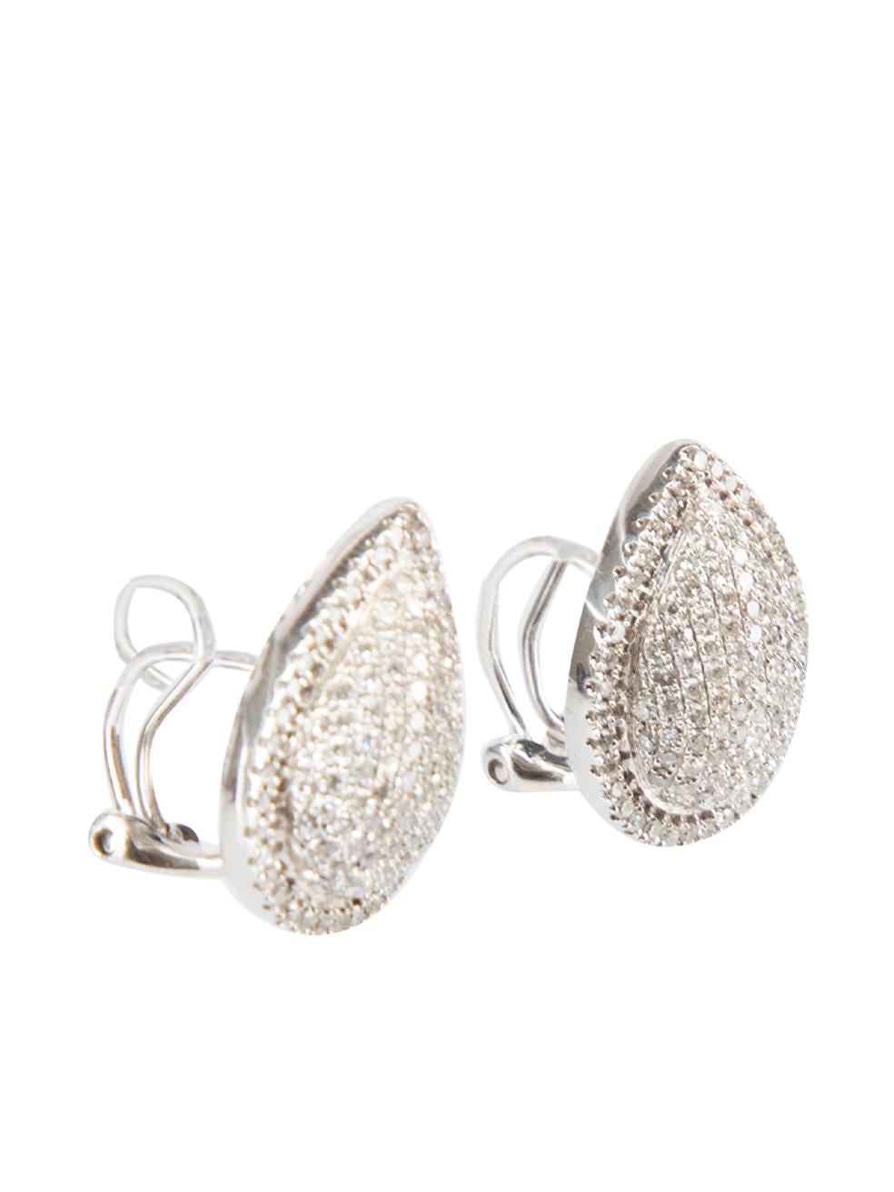 CONDITION is Very good. Hardly any visible wear to earrings is evident on these used designer resale items. This item comes with original box.
 
 Details
  Silver
 14ct White Gold Diamond
 Earrings
 Pear shaped
 
 
 Made in Italy
 
 Composition
