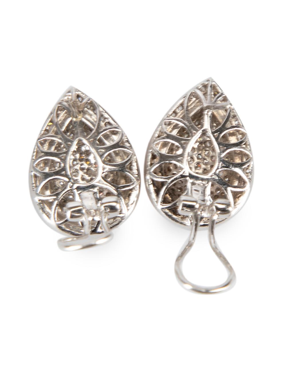 Unbranded Women's 14ct White Gold Diamond Pear Shaped Earrings In Good Condition In London, GB