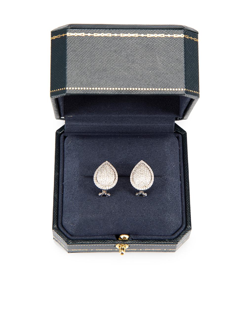 Unbranded Women's 14ct White Gold Diamond Pear Shaped Earrings 1