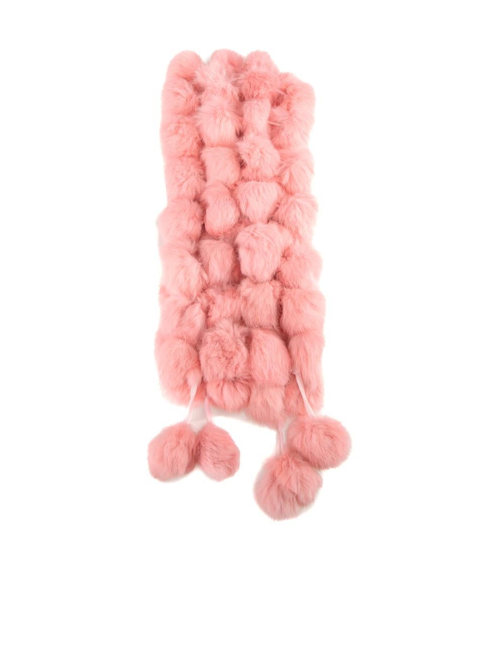 Unbranded Women's Pink Fur Pom Pom Scarf In Good Condition In London, GB