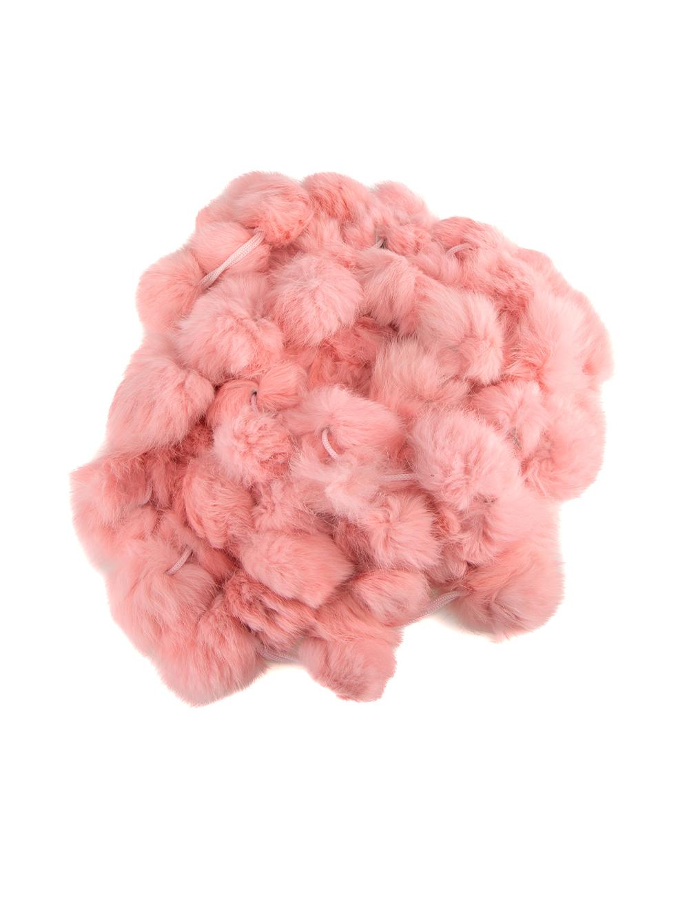 Unbranded Women's Pink Fur Pom Pom Scarf 1