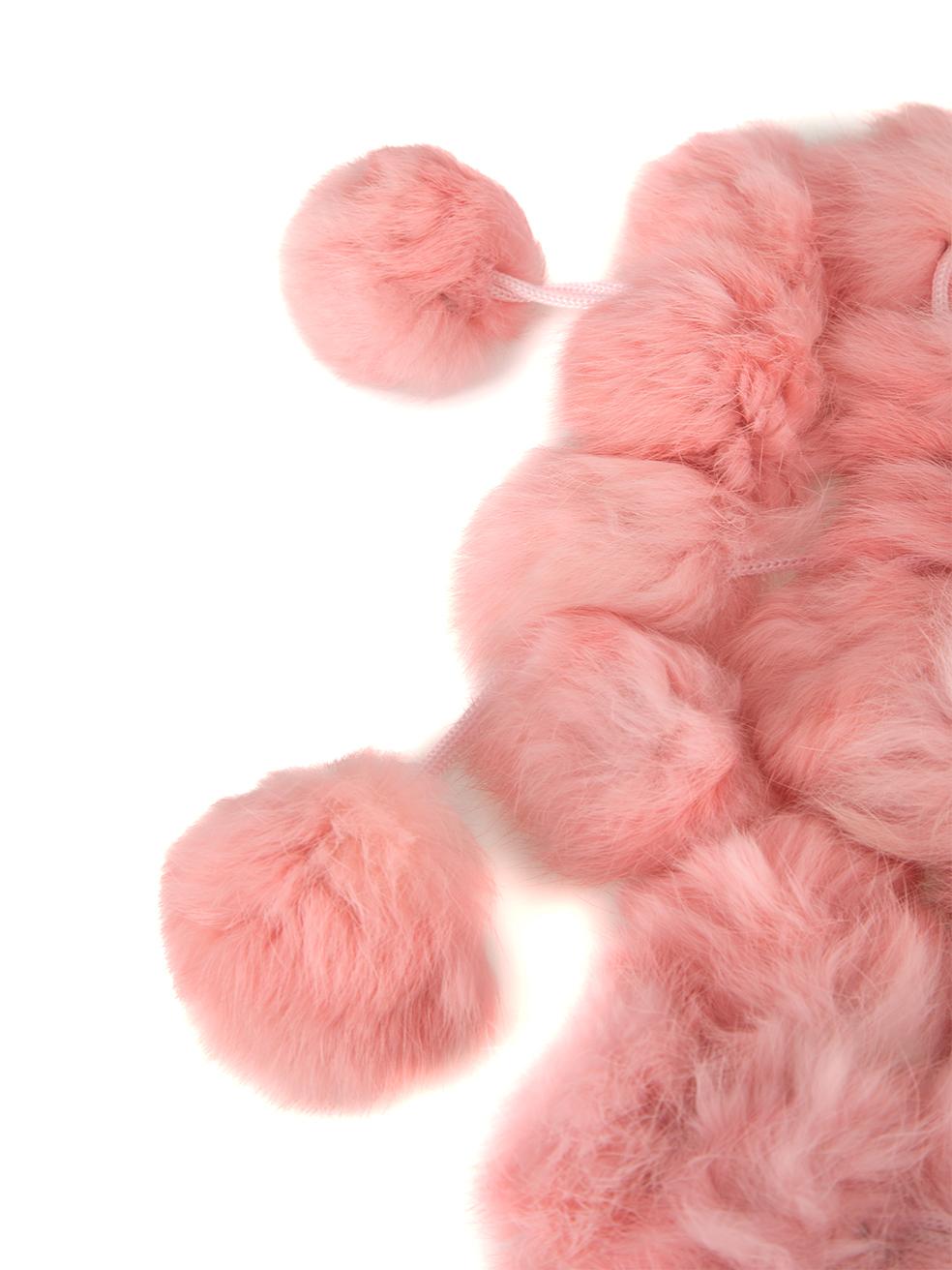 Unbranded Women's Pink Fur Pom Pom Scarf 2