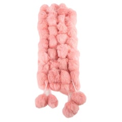 Unbranded Women's Pink Fur Pom Pom Scarf