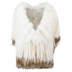 Unbranded Women's White Fox Fur Shawl