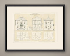 Unbuilt Breukelen Town Hall Design, Dutch Architecture Print, Leliman, 1865-1866
