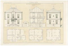 Unbuilt Breukelen Town Hall Design, Dutch Architecture Print, Leliman, 1865-1866