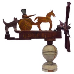"Uncle Billy" Whirligig of a Man Driving a Horse and Buggy, Followed by a Dog