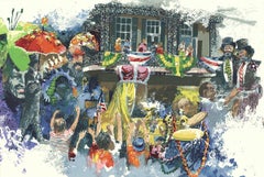 Vintage 1977 Uncle Tom 'Parade Scene' Contemporary Multicolor Serigraph