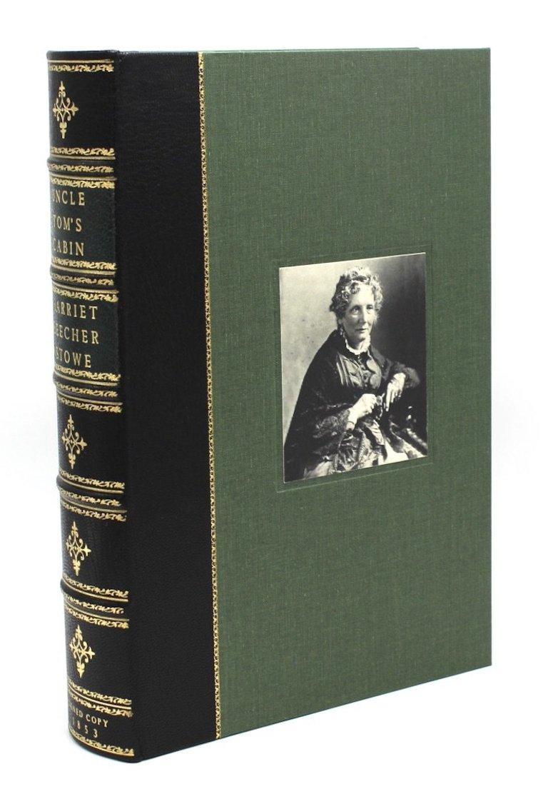 Stowe, Harriet Beecher. Uncle Tom's Cabin. Boston: John P. Jewett & Company, circa 1853. Signed by Stowe. Octavo. Period three-quarter leather binding with green cloth boards. Matching archival clamshell.

Offered is a signed printing of Harriet
