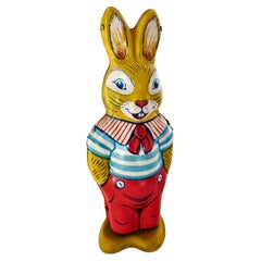 Toy Rabbit Wind Up Toy signé "Gene Rosch" par Chein Toy Co C.1938
