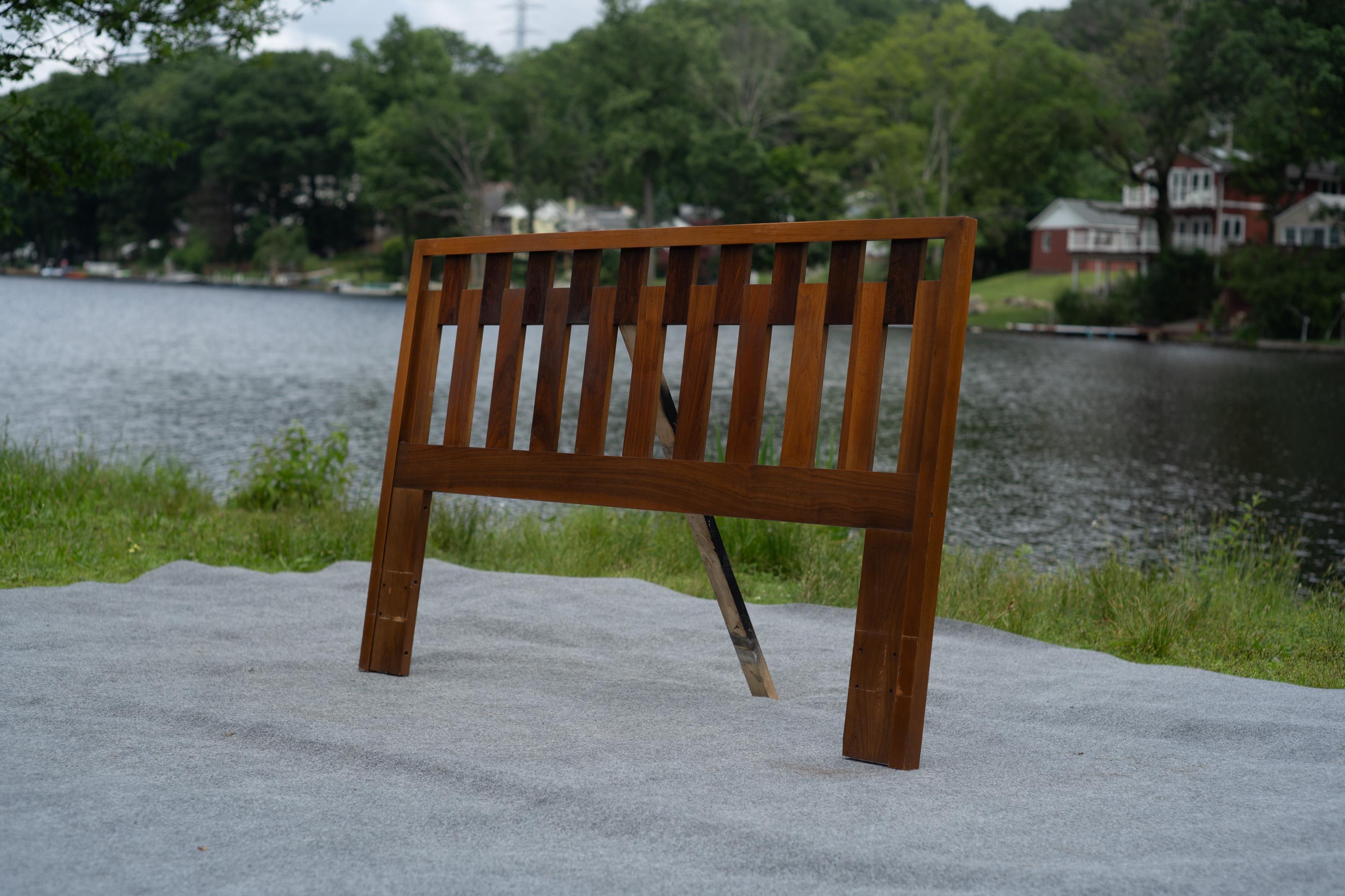 Mid-Century Modern Uncommon Lane Altavista Walnut & Rosewood Full/Queen Headboard For Sale