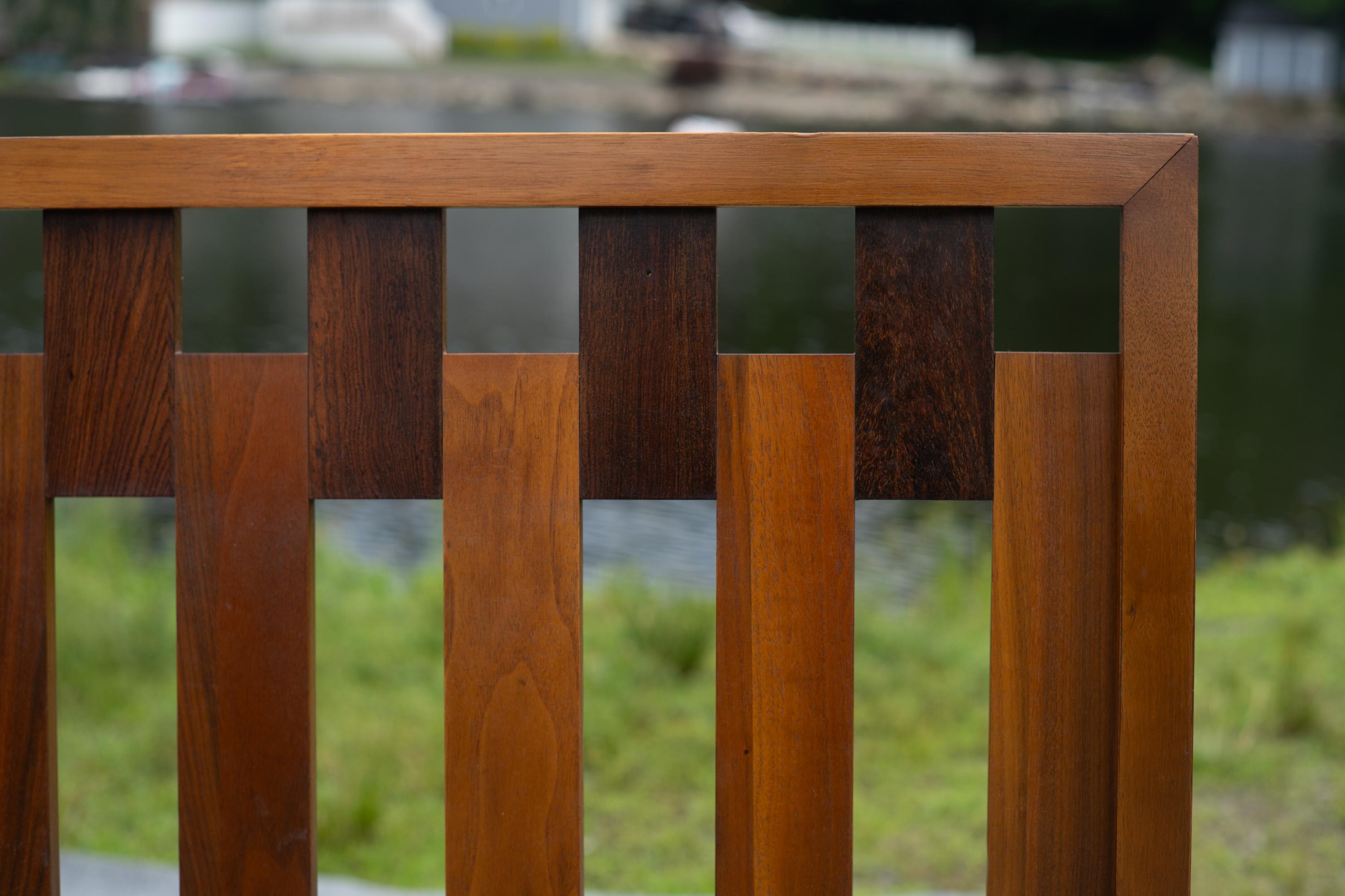 Uncommon Lane Altavista Walnut & Rosewood Full/Queen Headboard In Good Condition For Sale In Philadelphia, PA