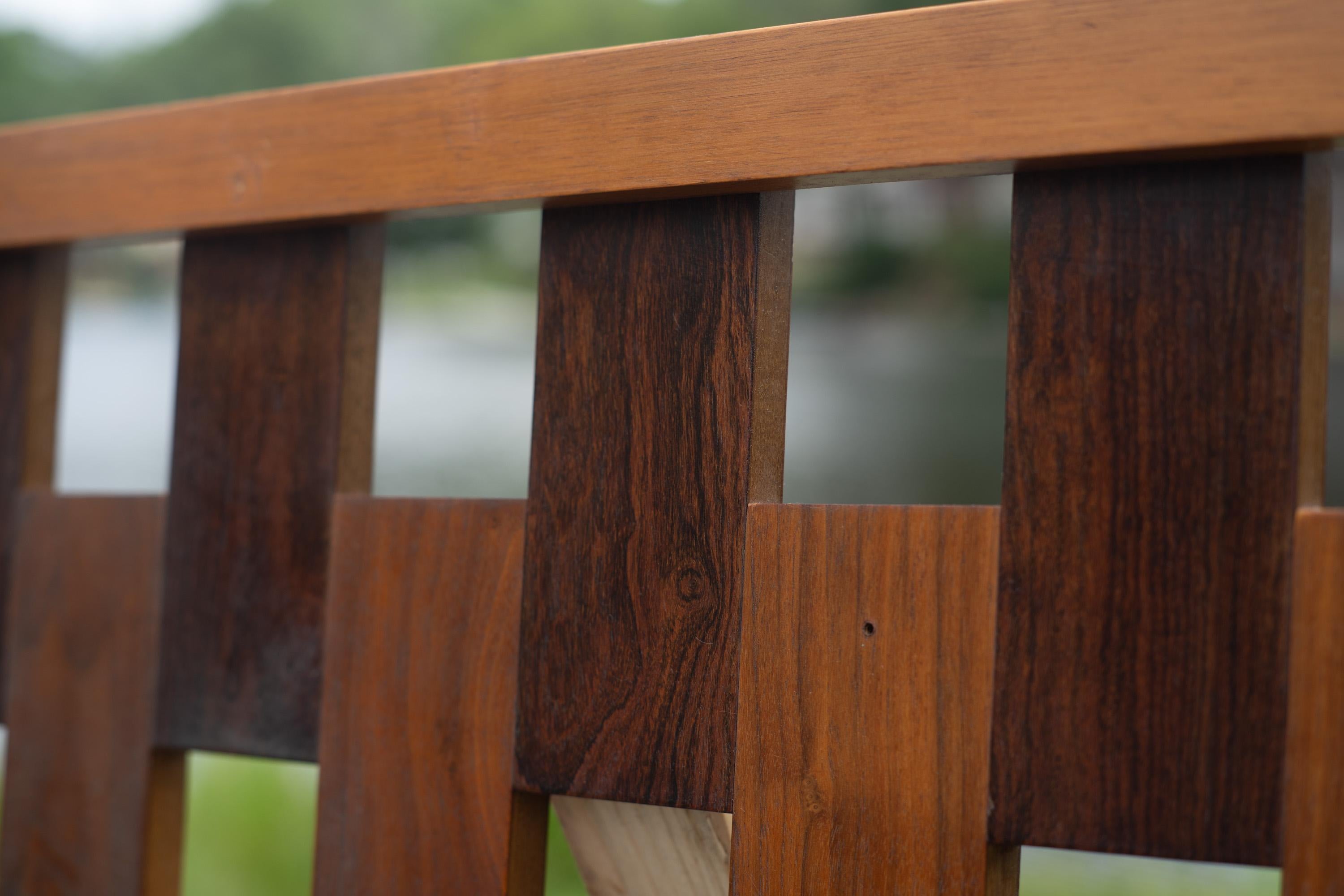 Mid-20th Century Uncommon Lane Altavista Walnut & Rosewood Full/Queen Headboard For Sale