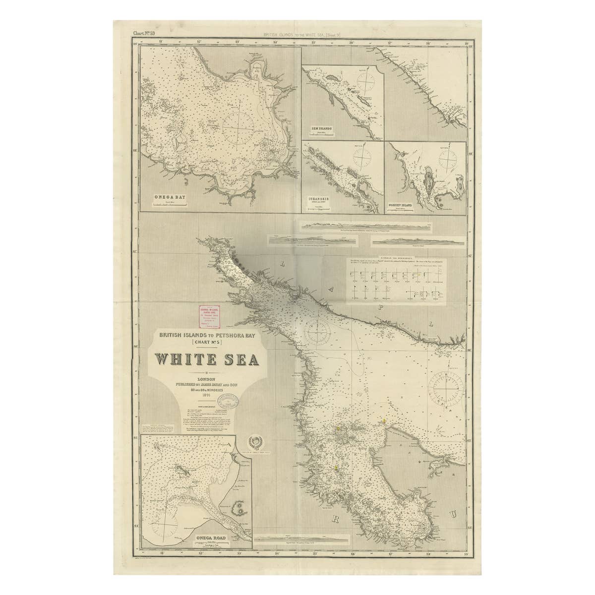 Uncommon, Large Map of the British Islands to Petshora Bay, 1891