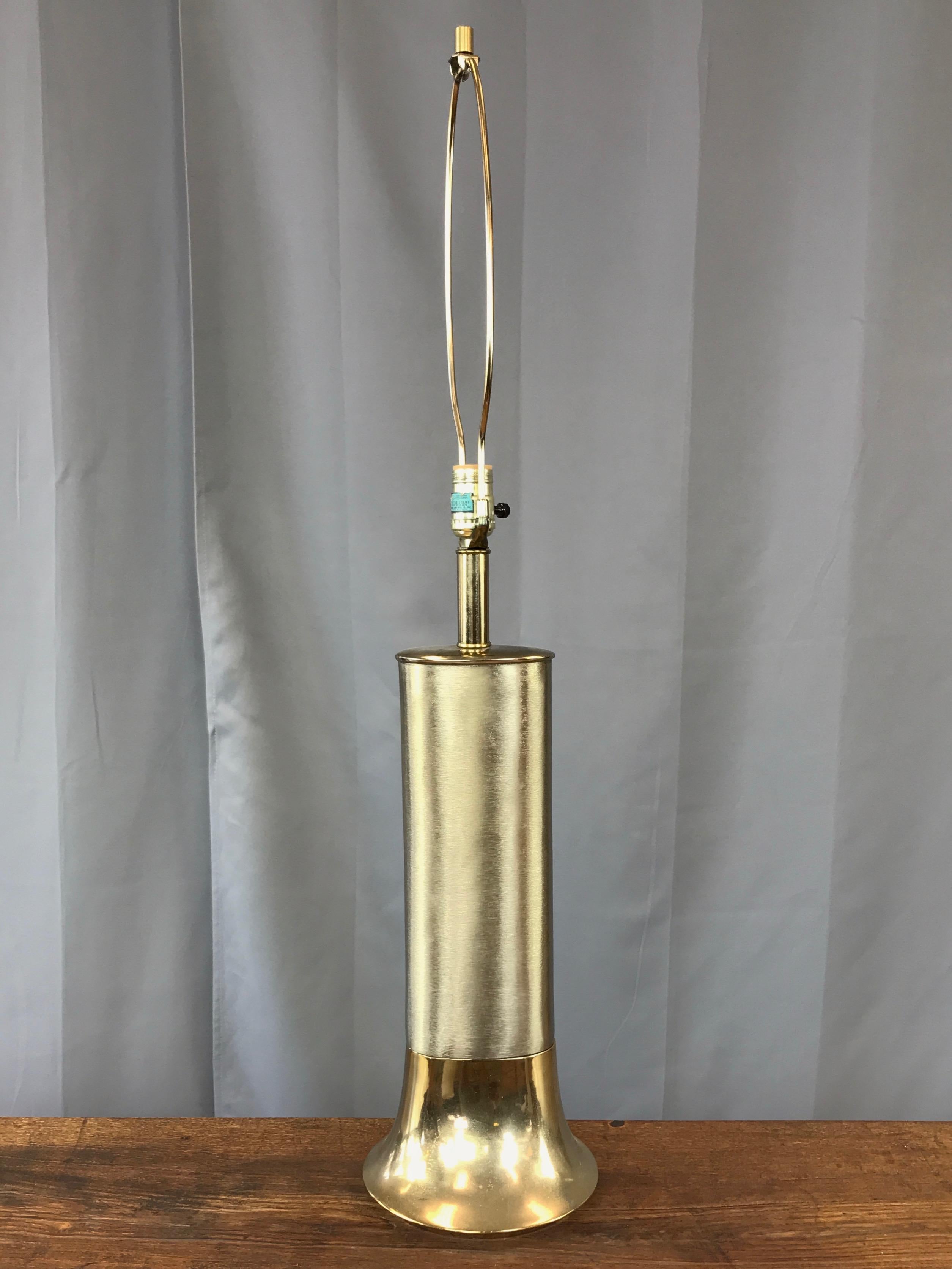 American Uncommon Laurel Streamlined Polished and Brushed Brass Table Lamp