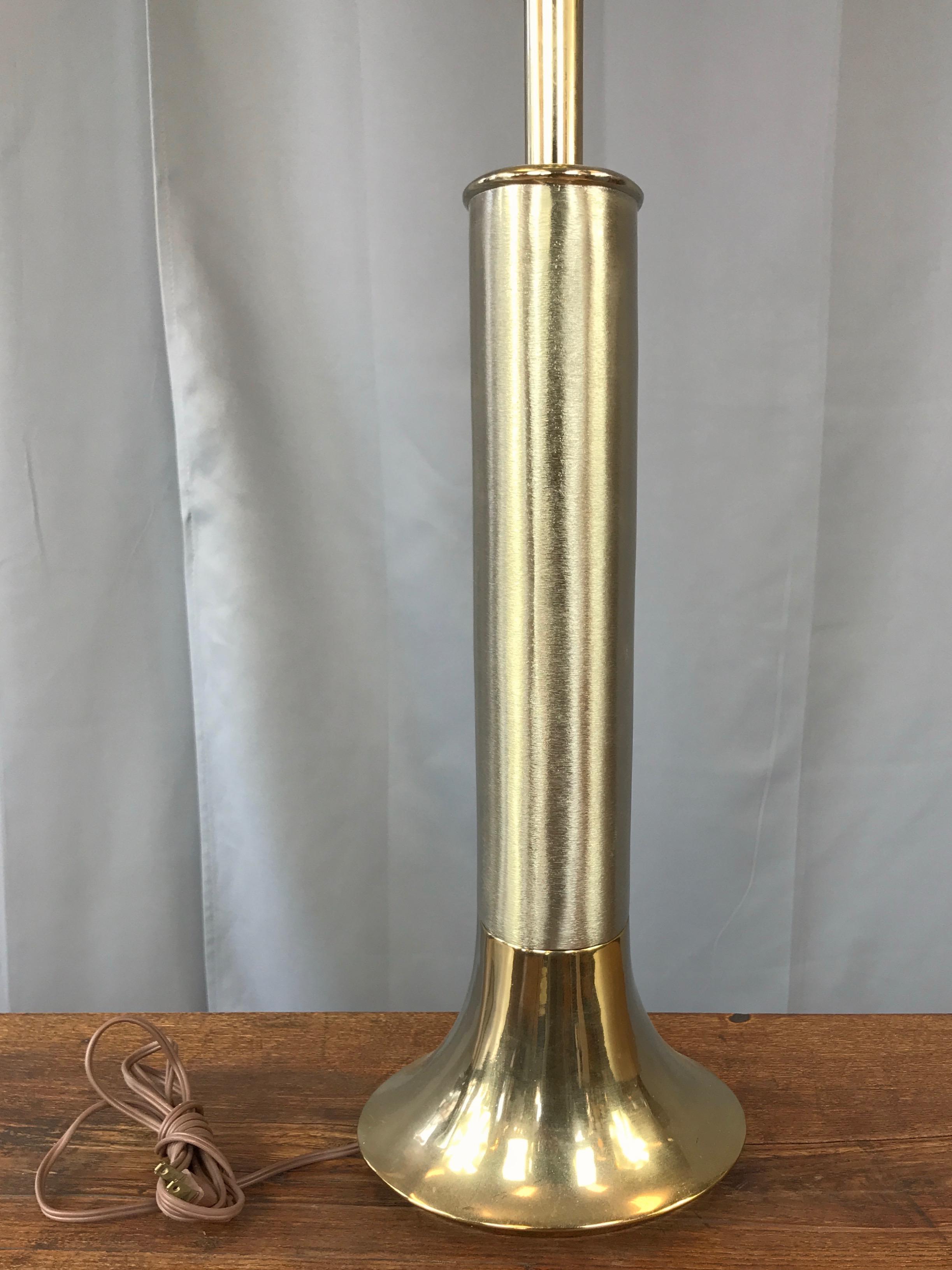 Uncommon Laurel Streamlined Polished and Brushed Brass Table Lamp 1