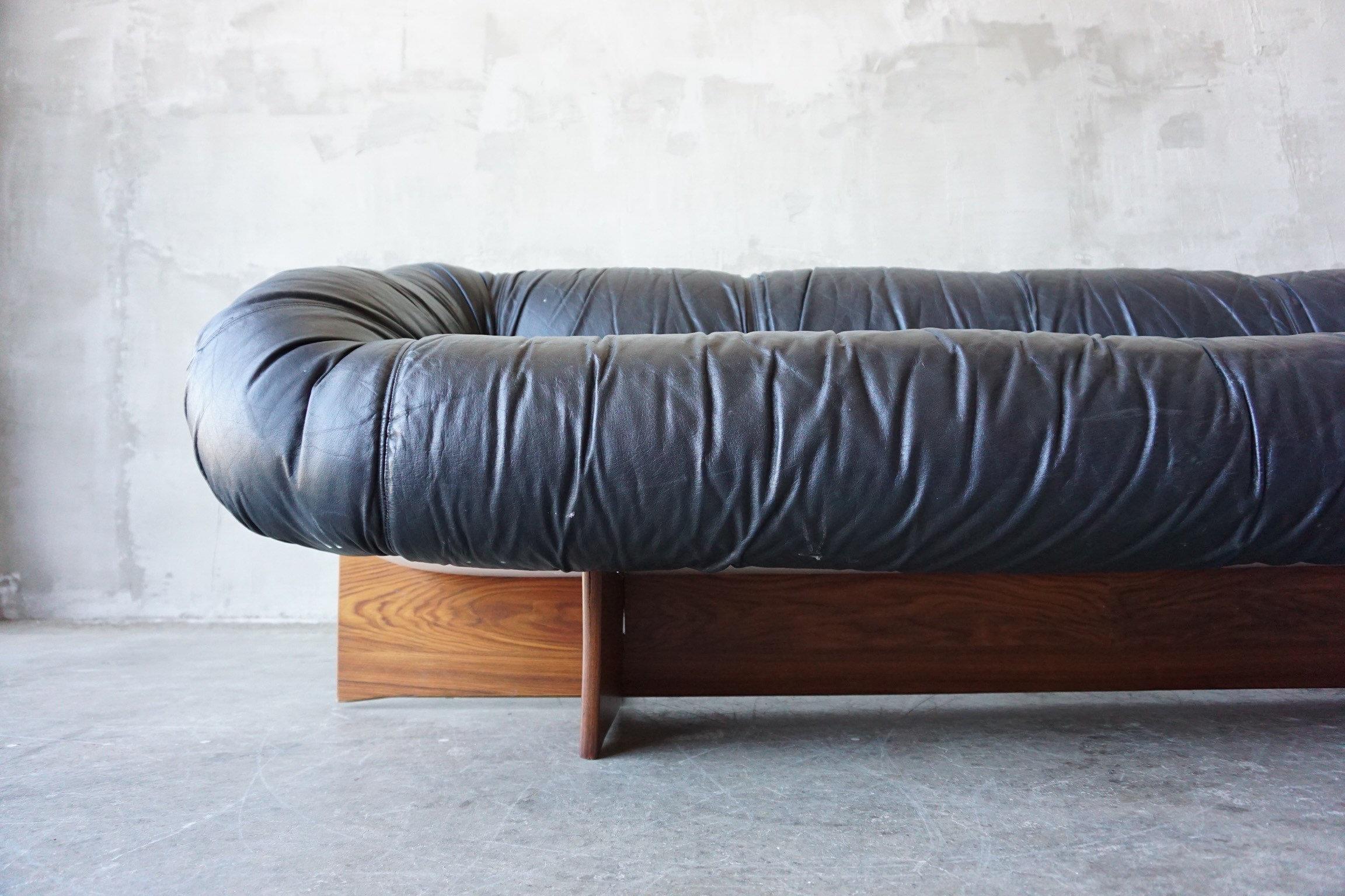 Mid-Century Modern Uncommon Leather Sofa by Percival Lafer