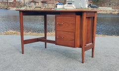 Uncommon Merton Gershun American of Martinsville Dania Desk in Walnut & Brass