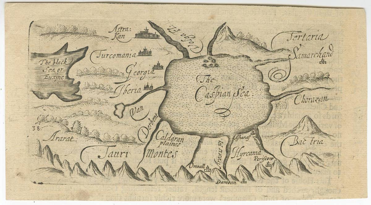 Uncommon Miniature Map of the Region around the Caspian Sea, ca.1800