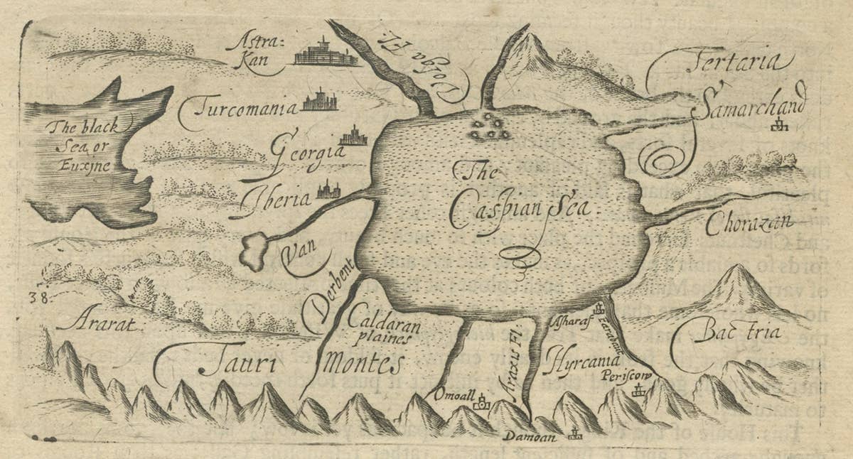 Uncommon Miniature Map of the Region around the Caspian Sea, ca.1800