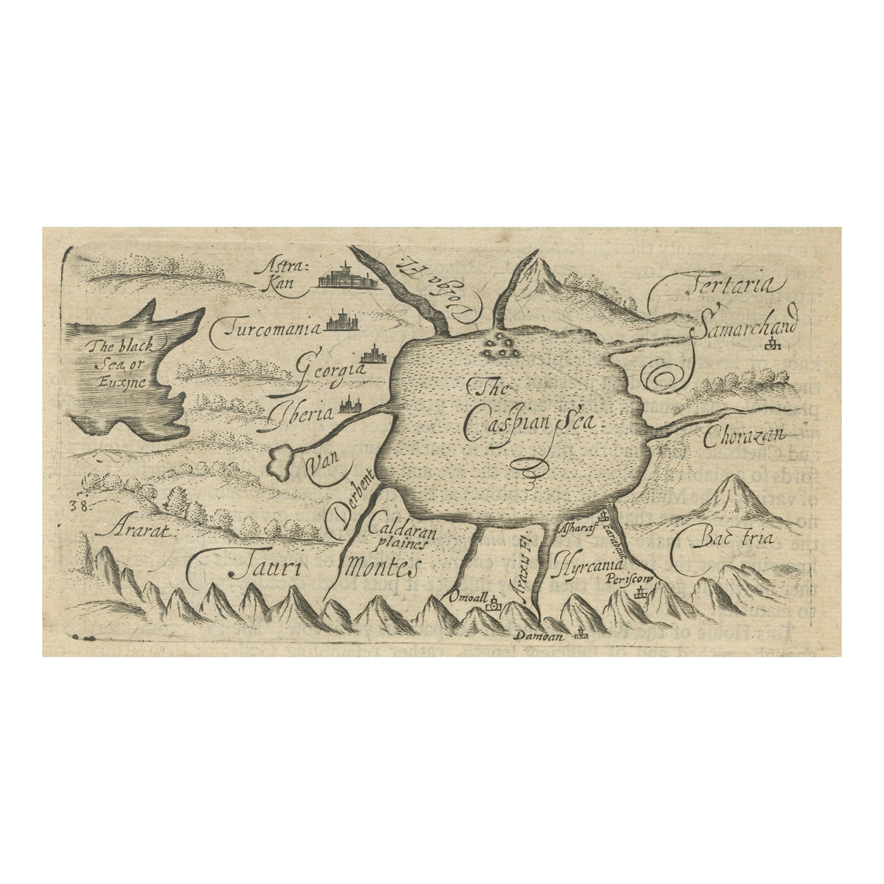 Uncommon Miniature Map of the Region around the Caspian Sea, ca.1800 For Sale
