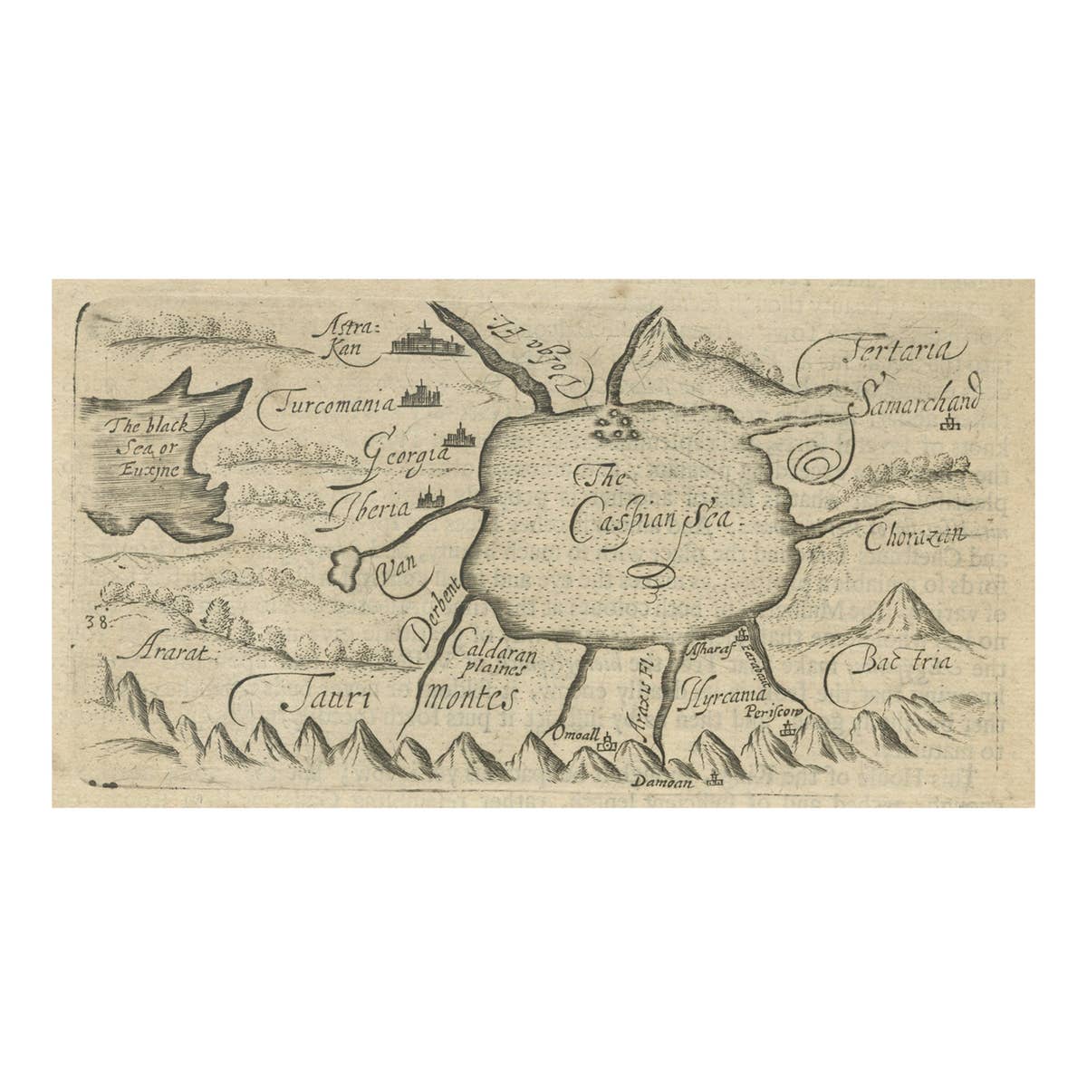 Uncommon Miniature Map of the Region around the Caspian Sea, ca.1800