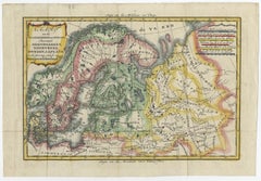 Uncommon Old Map of Lapland to Russia and Denmark to Kazan in the South, 1785