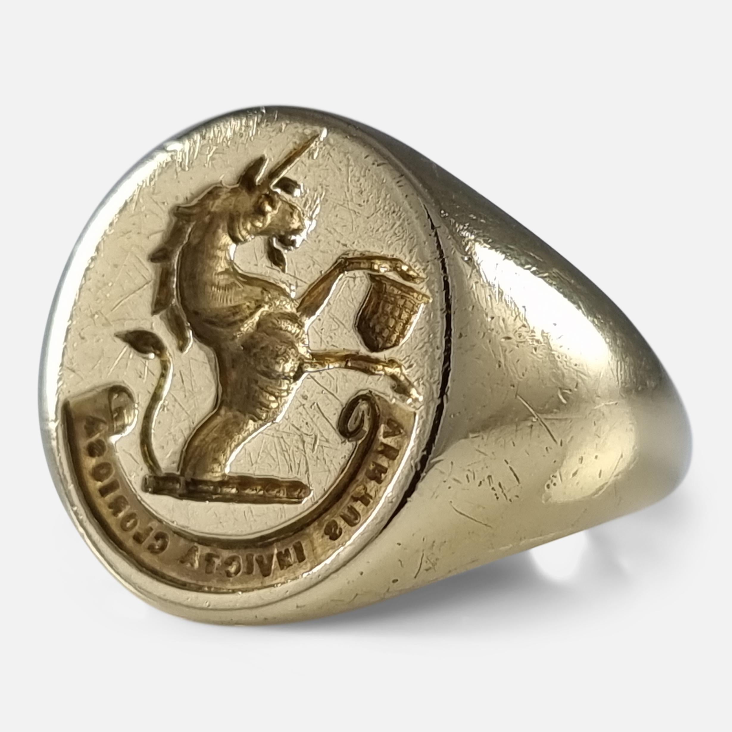 Unconquered Virtue Is Glorious - 18ct Gold Intaglio Signet Ring 5