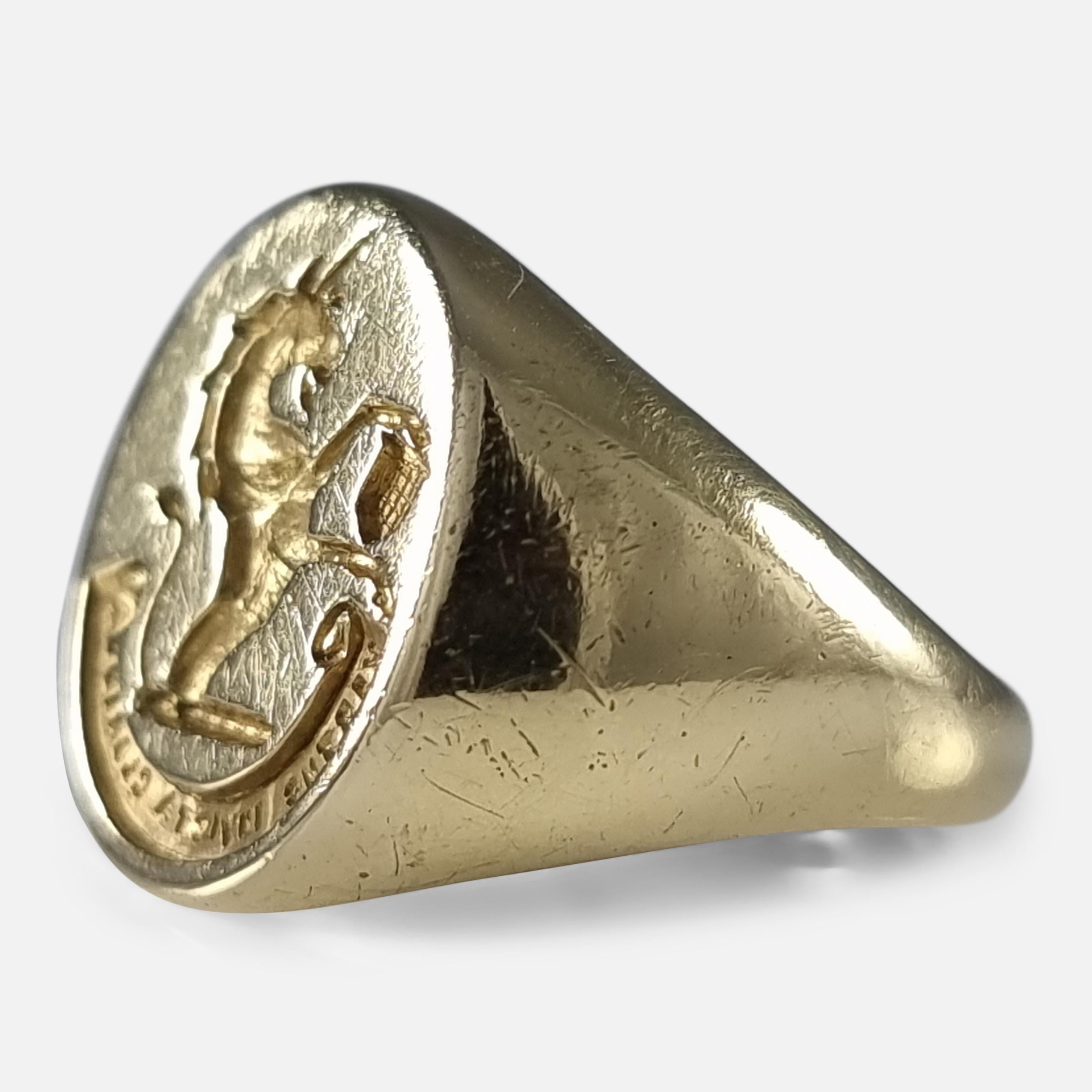 Unconquered Virtue Is Glorious - 18ct Gold Intaglio Signet Ring 4