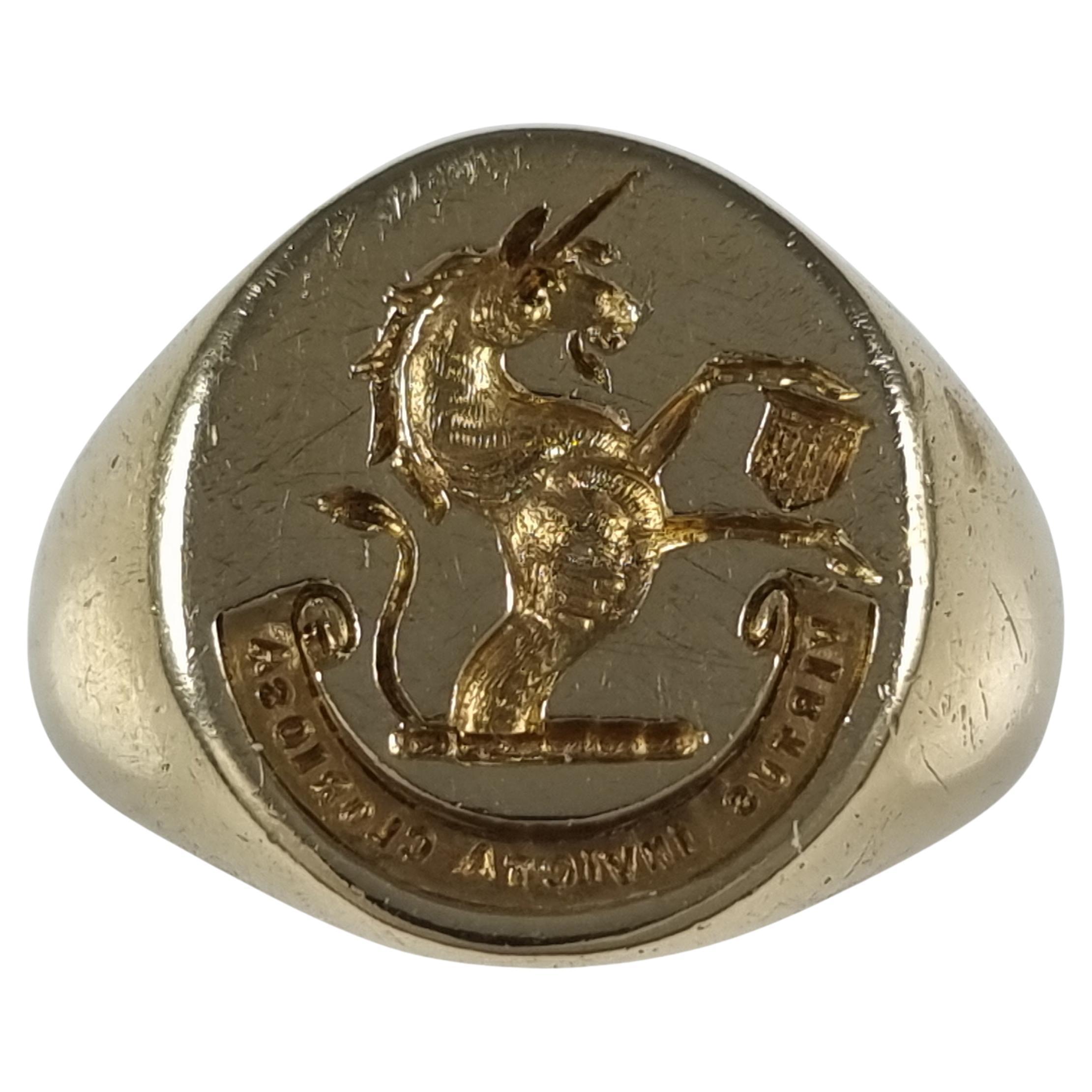 Unconquered Virtue Is Glorious - 18ct Gold Intaglio Signet Ring
